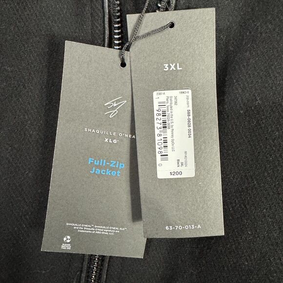 Shaquille O'Neal XLG Varsity Jacket Mens 3XL Black Zip Up Faux Leather Trim NEW - Picture 6 of 9